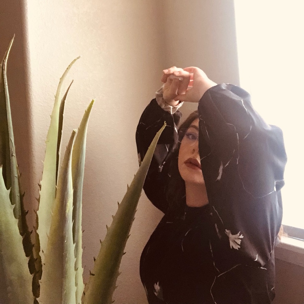 Black Floral Print Balloon Sleeve Dress